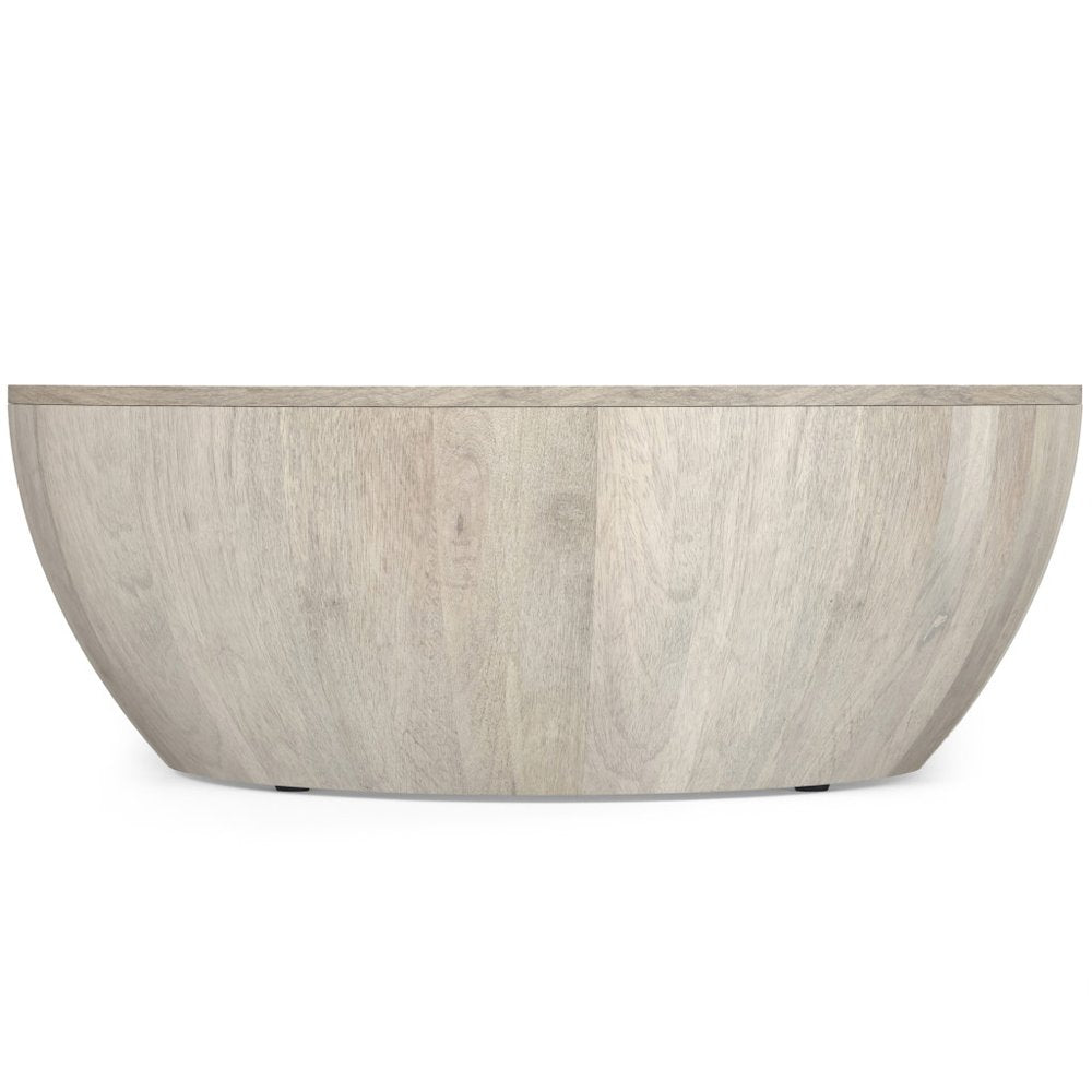 34" White Solid Wood Round Solid Coffee Table — view 3