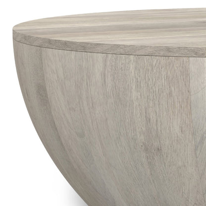 34" White Solid Wood Round Solid Coffee Table