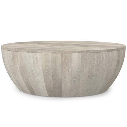 34" White Solid Wood Round Solid Coffee Table