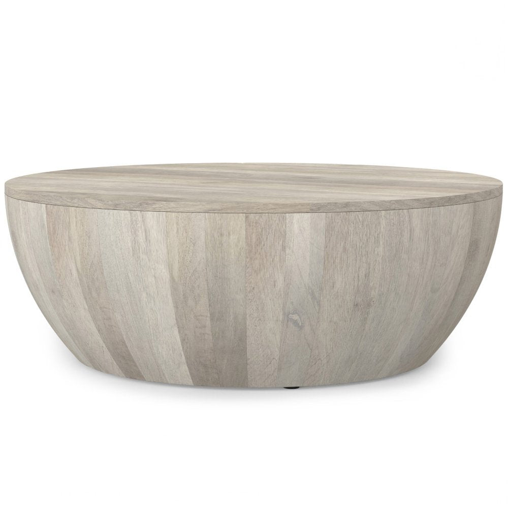 34" White Solid Wood Round Solid Coffee Table HomeRoots