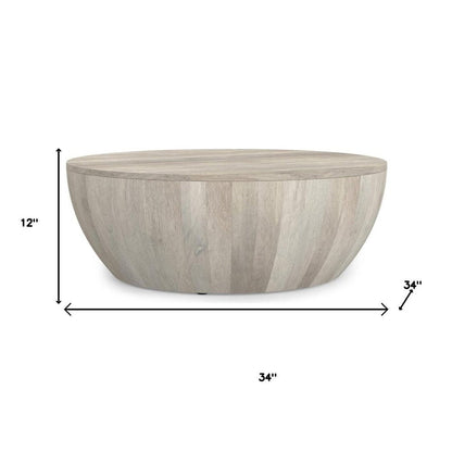 34" White Solid Wood Round Solid Coffee Table HomeRoots