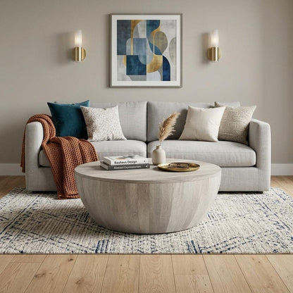 34" White Solid Wood Round Solid Coffee Table HomeRoots
