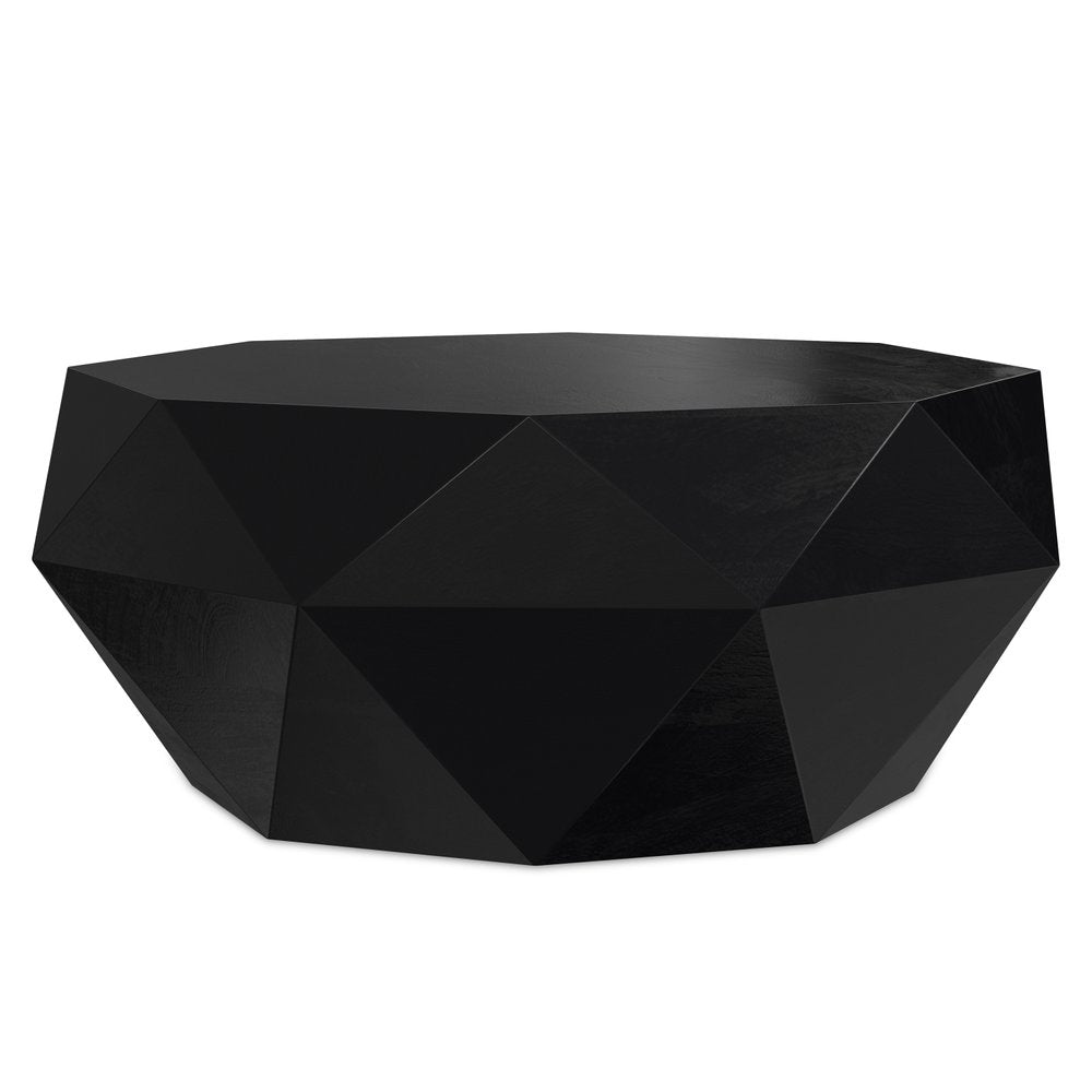 35" Black Solid Wood Free Form Solid Coffee Table HomeRoots