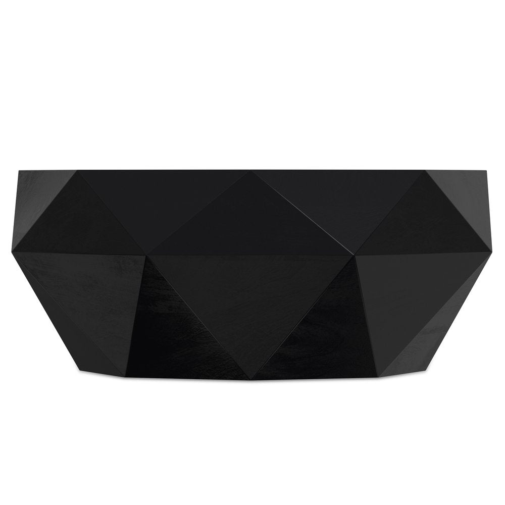 35" Black Solid Wood Free Form Solid Coffee Table HomeRoots