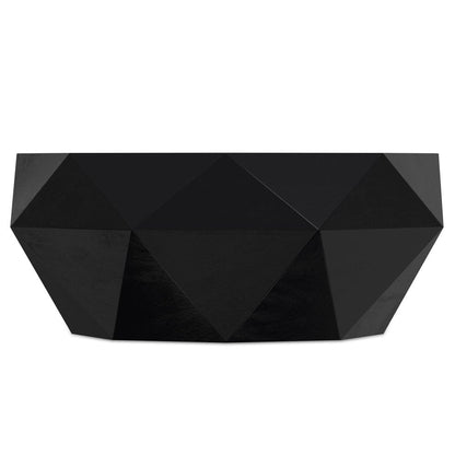 35" Black Solid Wood Free Form Solid Coffee Table HomeRoots