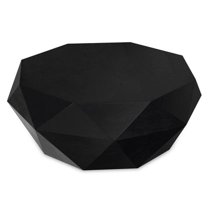 35" Black Solid Wood Free Form Solid Coffee Table HomeRoots