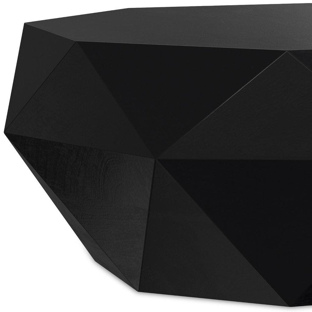 35" Black Solid Wood Free Form Solid Coffee Table HomeRoots