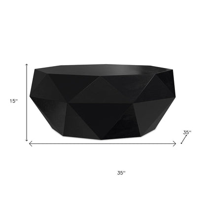 35" Black Solid Wood Free Form Solid Coffee Table HomeRoots