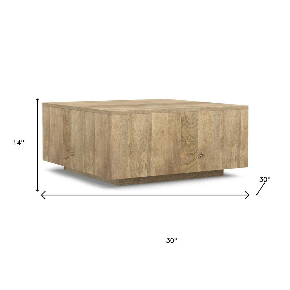 30" Natural Solid Wood Square Solid Coffee Table HomeRoots