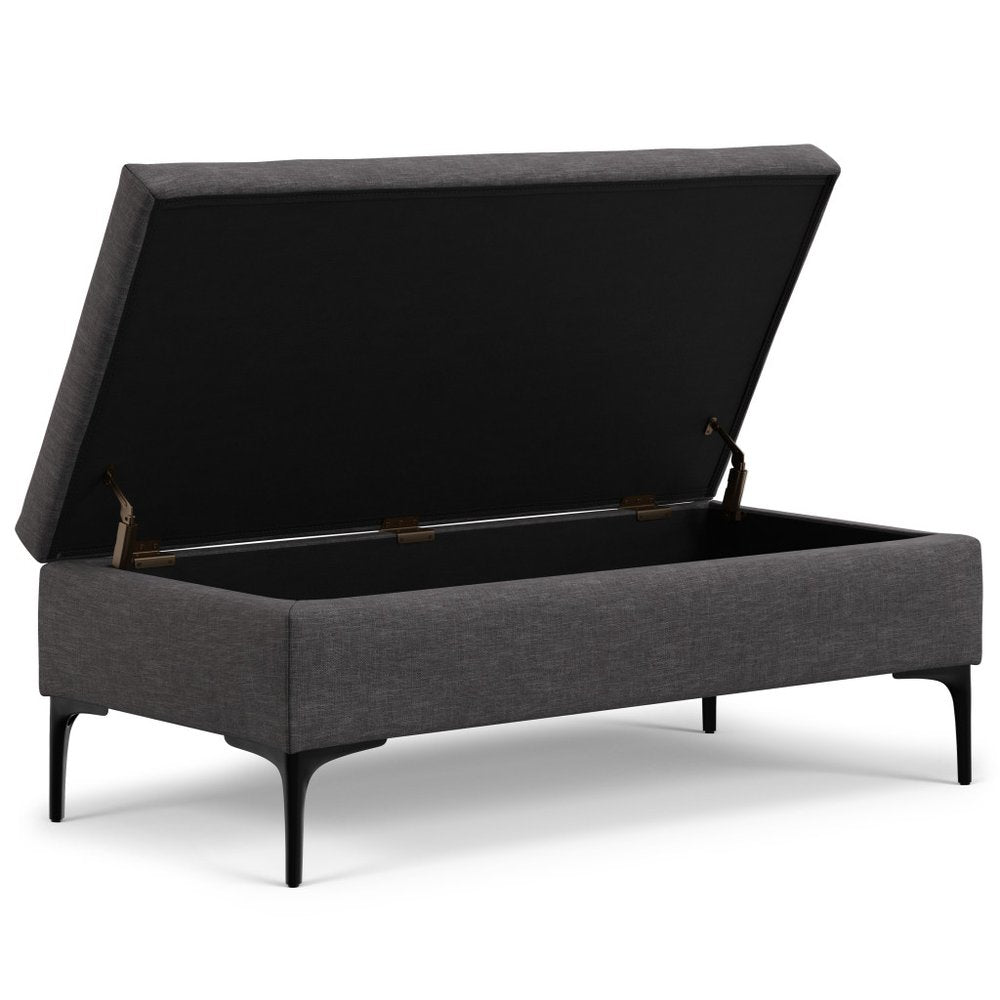 48" Cloud And Black Cocktail Ottoman With Storage HomeRoots
