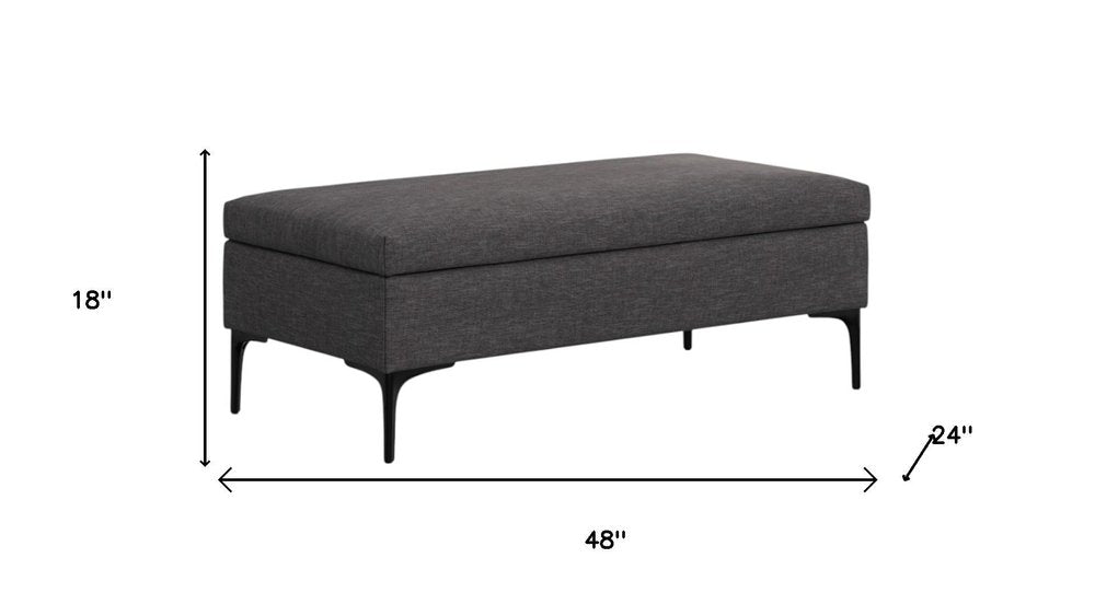 48" Cloud And Black Cocktail Ottoman With Storage — view 17