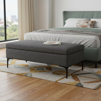 48" Cloud And Black Cocktail Ottoman With Storage HomeRoots