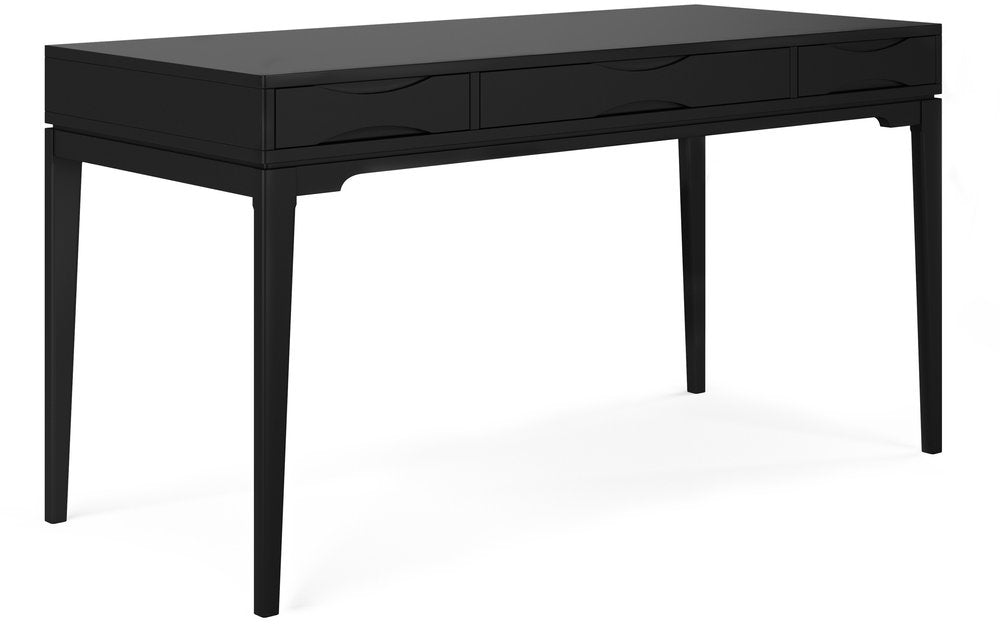 60" Gray Solid Wood Writing Desk With Two Drawers HomeRoots