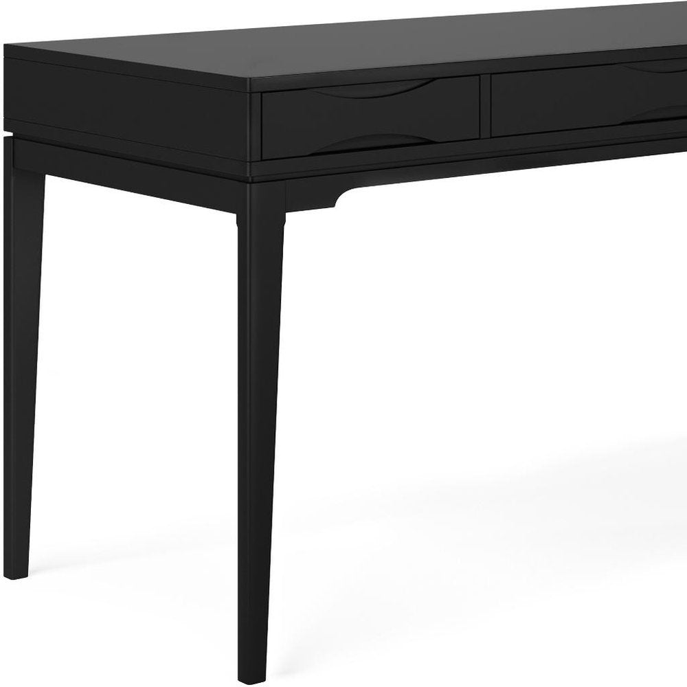 60" Gray Solid Wood Writing Desk With Two Drawers HomeRoots