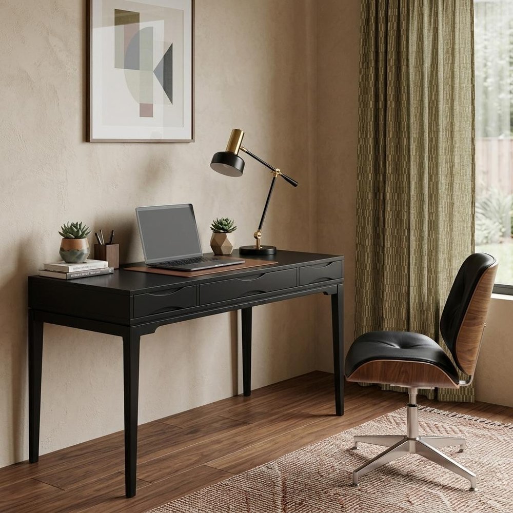 60" Gray Solid Wood Writing Desk With Two Drawers HomeRoots