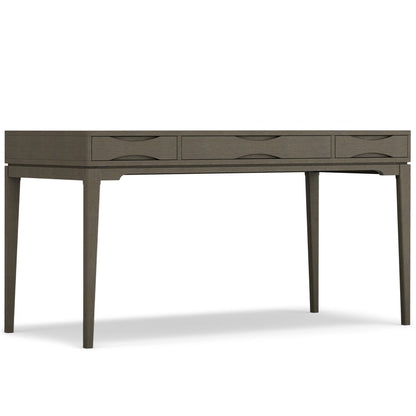 60" Black Solid Wood Writing Desk With Two Drawers
