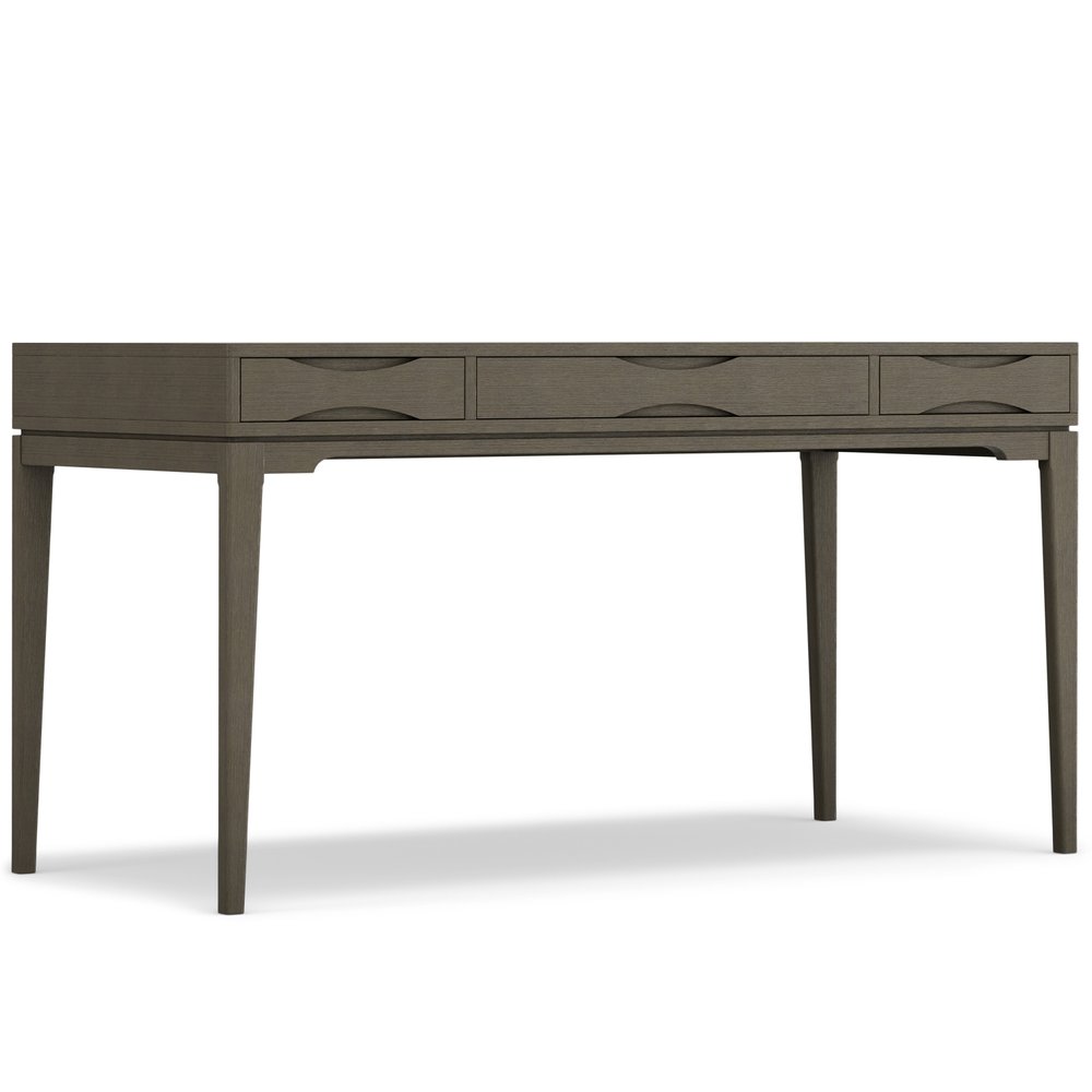 60" Gray Solid Wood Writing Desk With Two Drawers HomeRoots