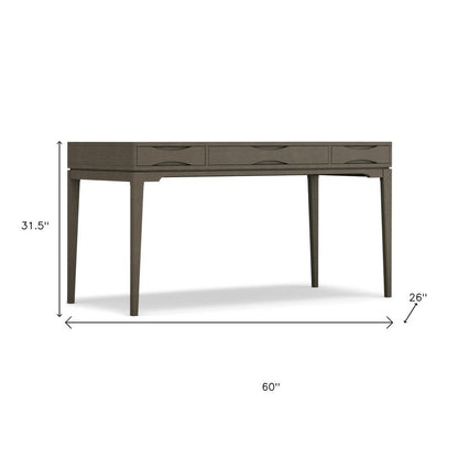 60" Gray Solid Wood Writing Desk With Two Drawers HomeRoots