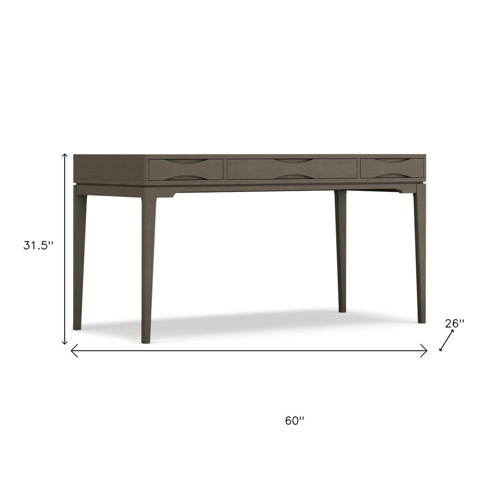 60" Black Solid Wood Writing Desk With Two Drawers — view 8