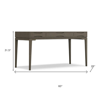 60" Black Solid Wood Writing Desk With Two Drawers