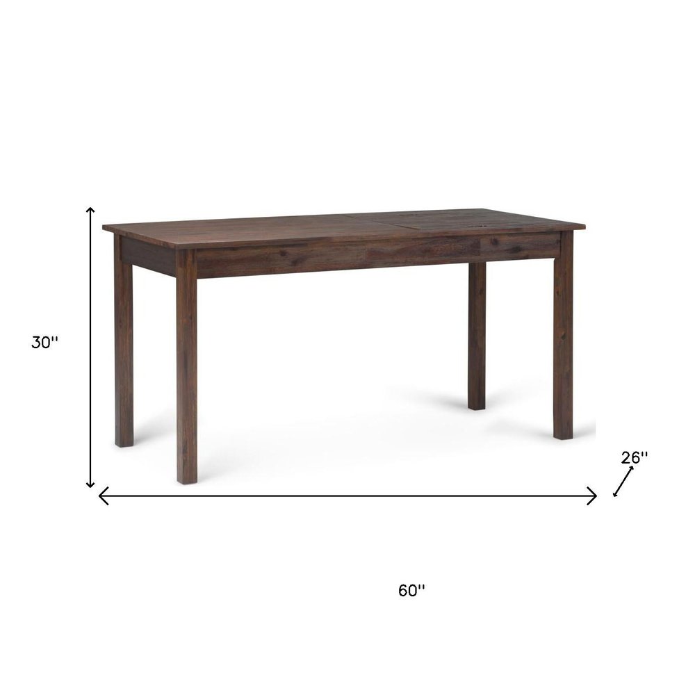 60" Brown and Charcoal Solid Wood Computer Desk — view 4