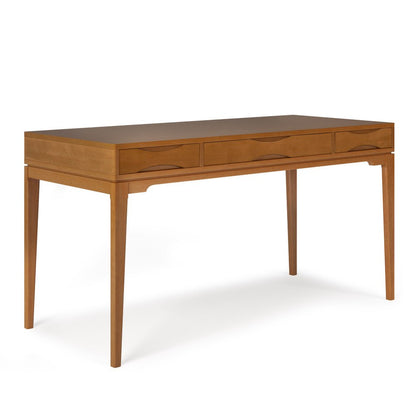 60" Gray Solid Wood Writing Desk With Two Drawers HomeRoots