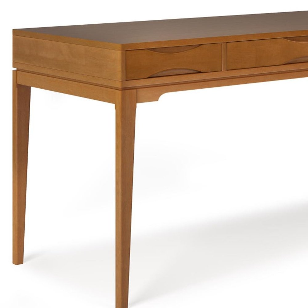 60" Gray Solid Wood Writing Desk With Two Drawers — view 12