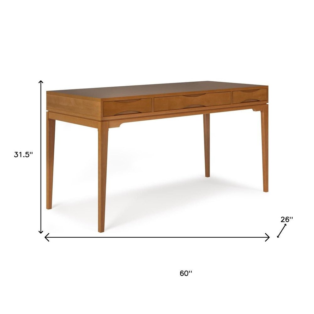 60" Gray Solid Wood Writing Desk With Two Drawers HomeRoots