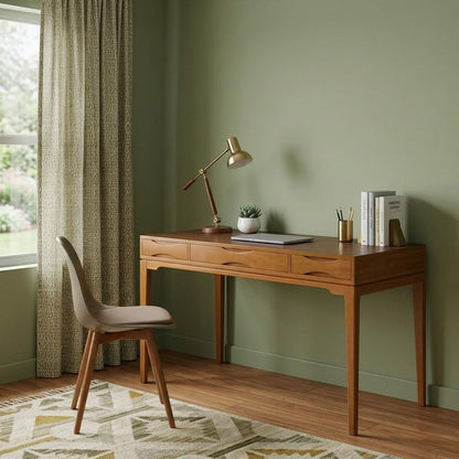 60" Gray Solid Wood Writing Desk With Two Drawers HomeRoots