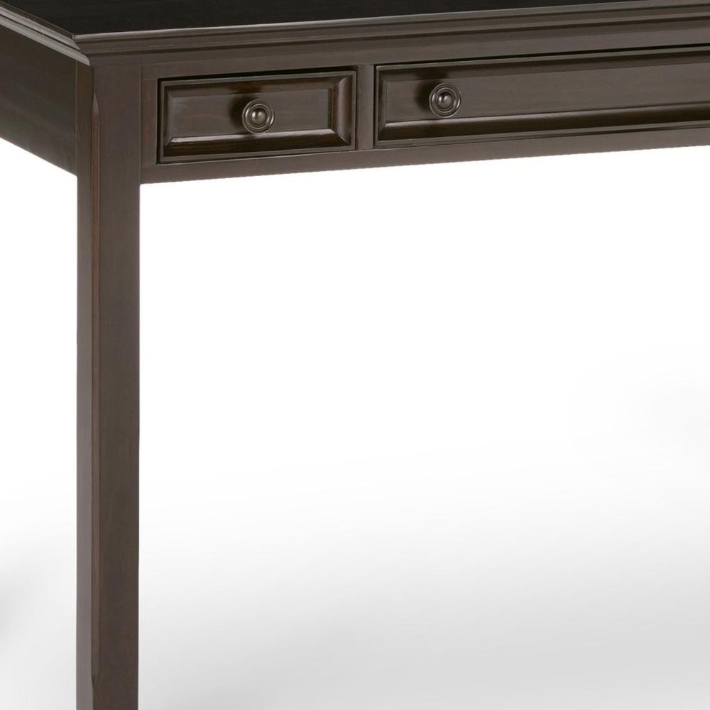 54" Brown Solid Wood Writing Desk With Two Drawers — view 2
