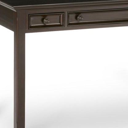 54" Brown Solid Wood Writing Desk With Two Drawers HomeRoots