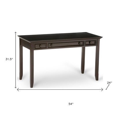 54" Brown Solid Wood Writing Desk With Two Drawers HomeRoots