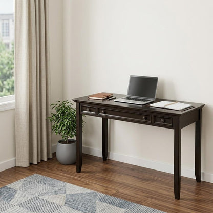 54" Brown Solid Wood Writing Desk With Two Drawers HomeRoots