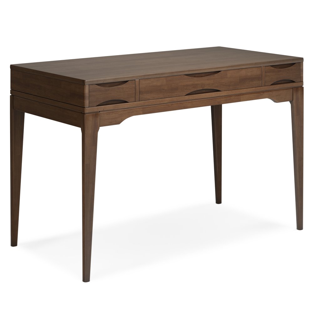 48" Walnut Solid Wood Writing Desk With Two Drawers HomeRoots