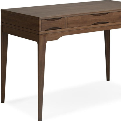 48" Walnut Solid Wood Writing Desk With Two Drawers HomeRoots