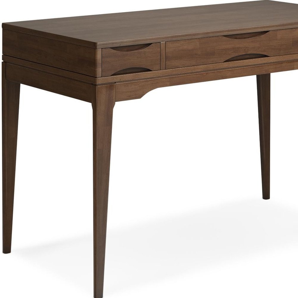 48" Walnut Solid Wood Writing Desk With Two Drawers — view 3
