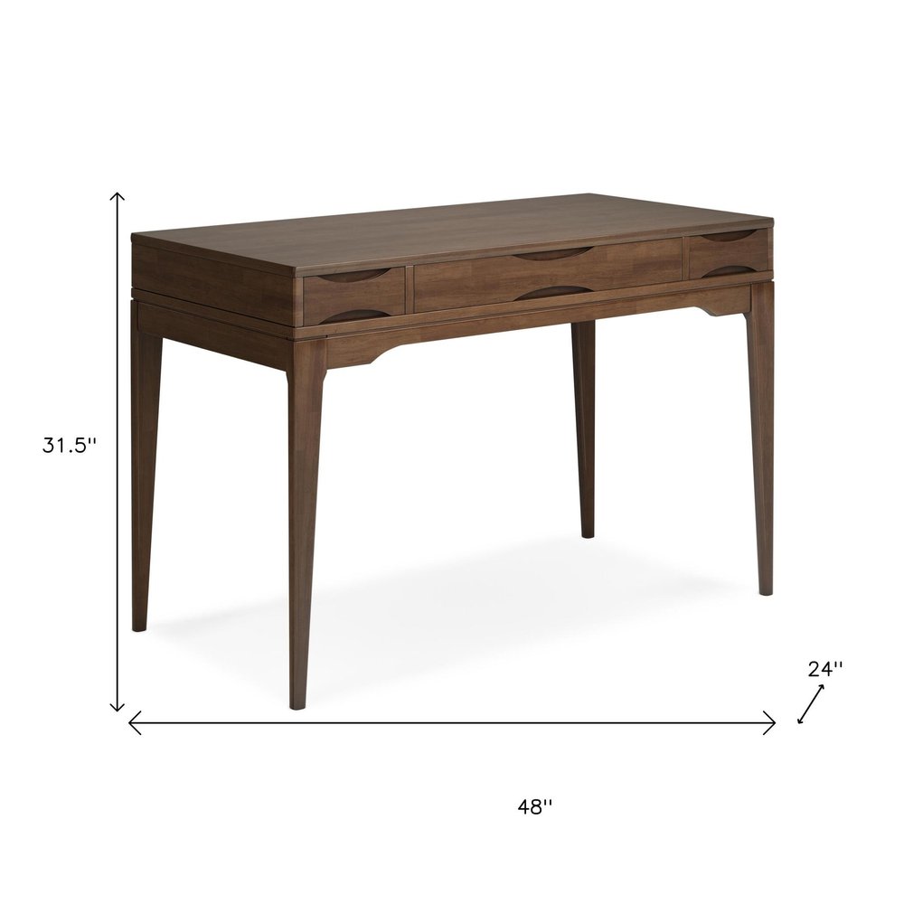 48" Walnut Solid Wood Writing Desk With Two Drawers — view 4