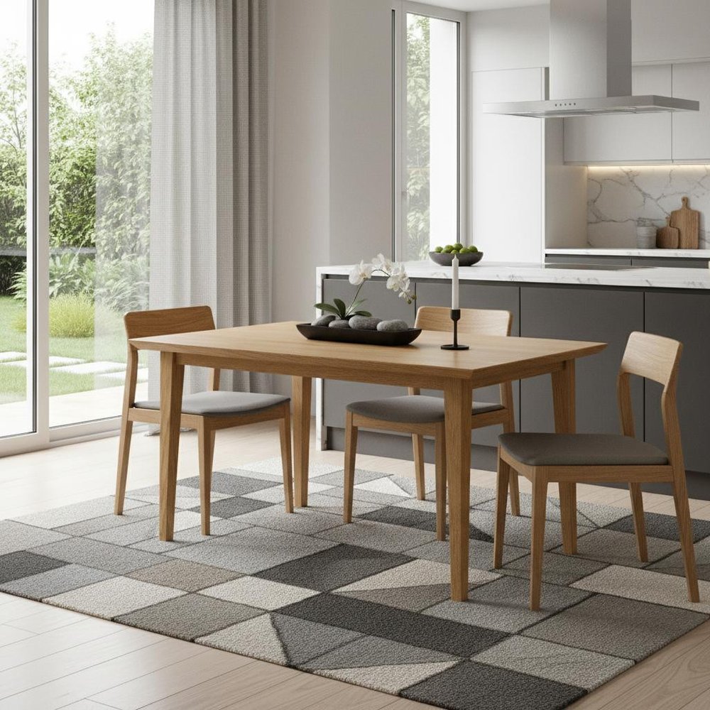 60" Oak Wood Dining Table — view 1