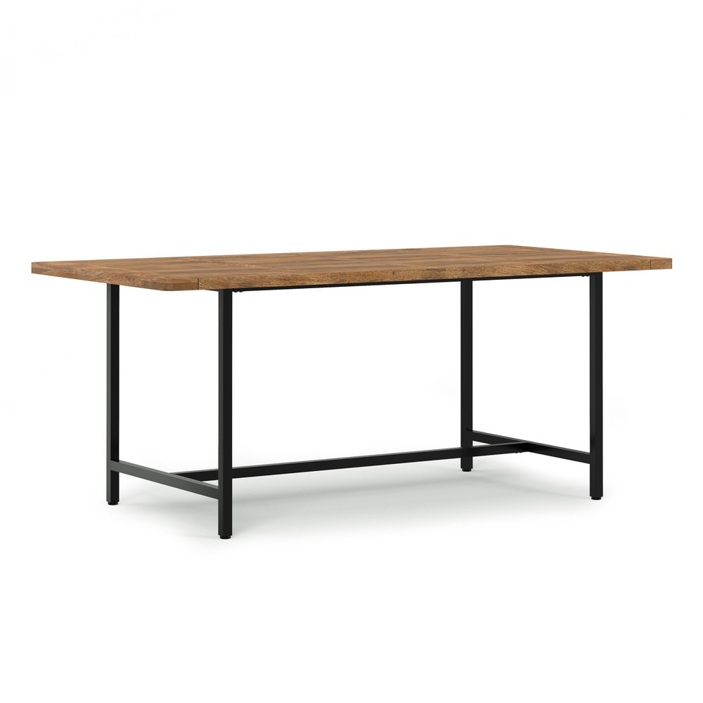 72" Gray And Black Solid Wood And Iron Dining Table HomeRoots