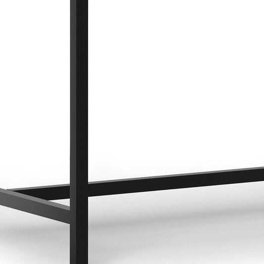 72" Gray And Black Solid Wood And Iron Dining Table