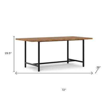 72" Gray And Black Solid Wood And Iron Dining Table