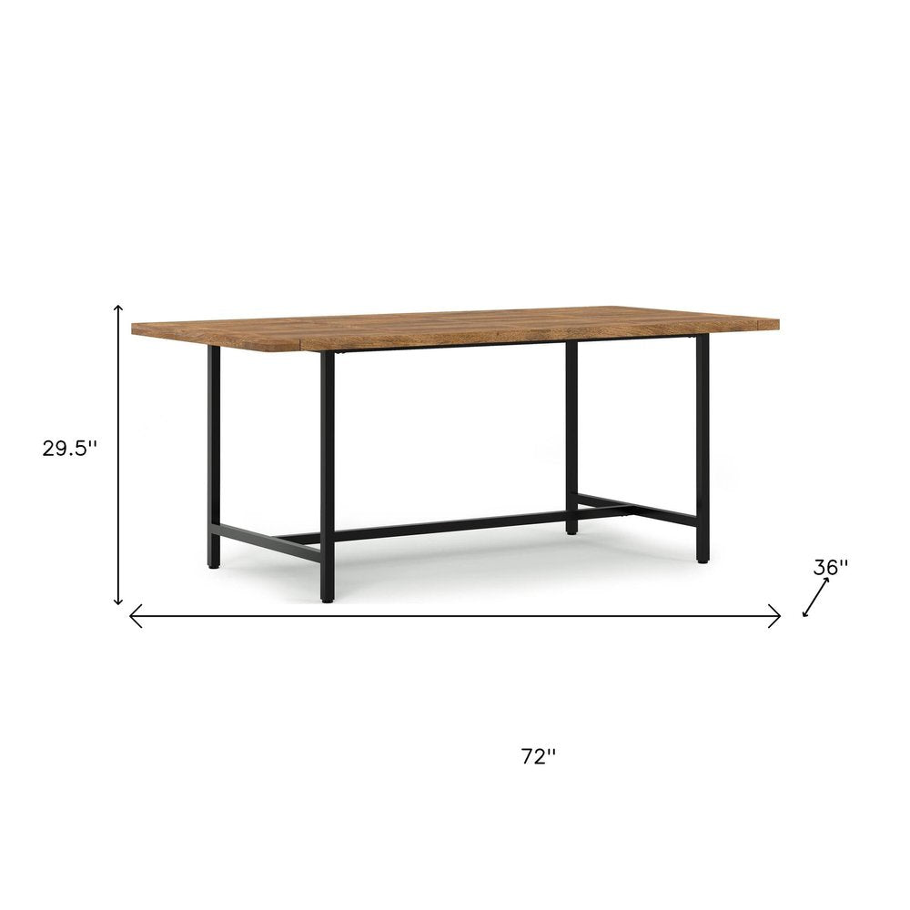 72" Gray And Black Solid Wood And Iron Dining Table HomeRoots