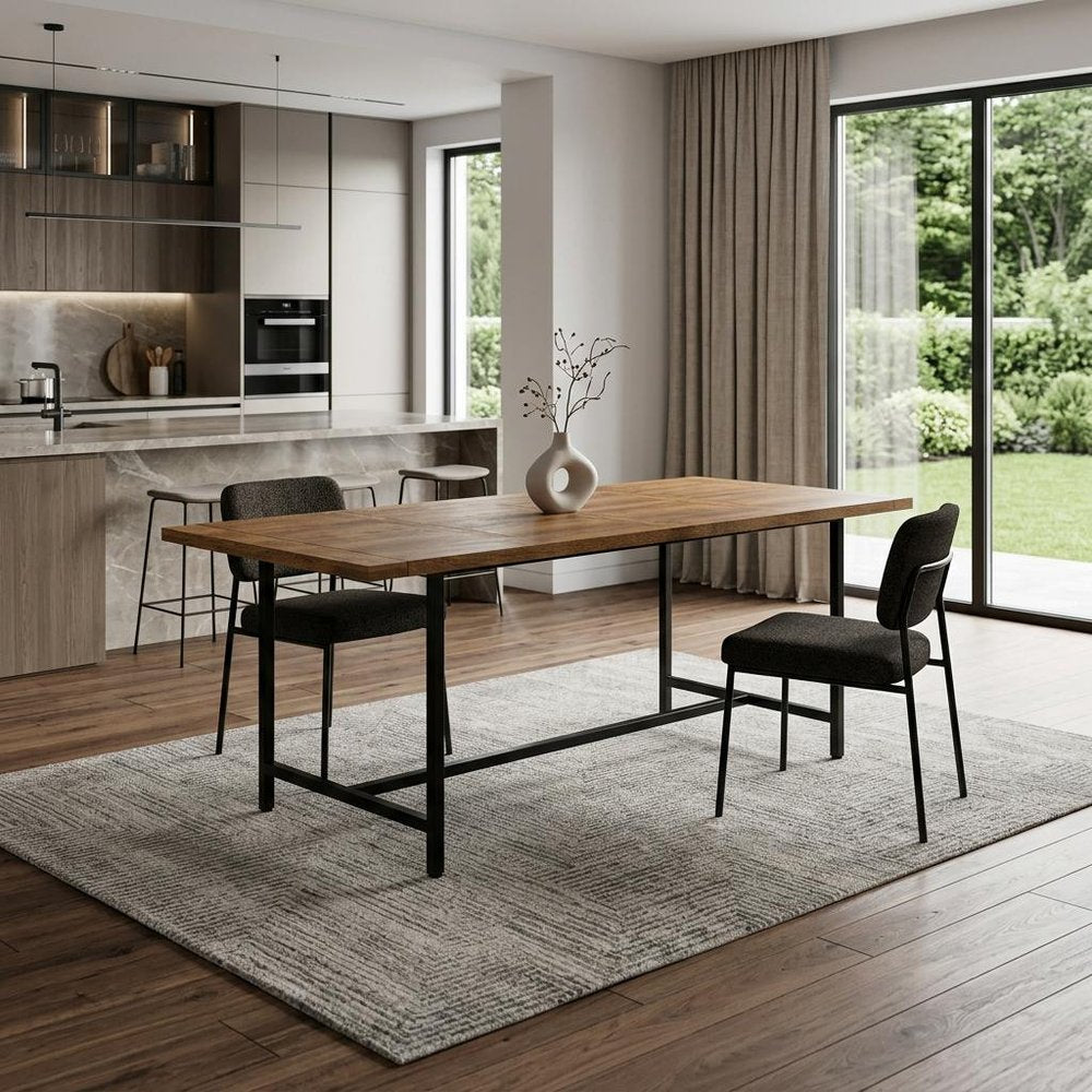 72" Gray And Black Solid Wood And Iron Dining Table HomeRoots