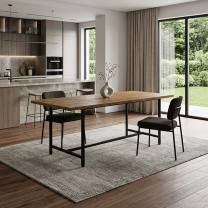 72" Gray And Black Solid Wood And Iron Dining Table HomeRoots