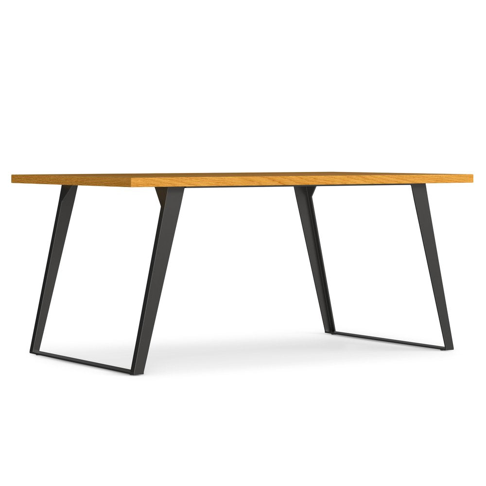 66" Oak And Graphite Wood And Iron Sled Base Dining Table — view 2