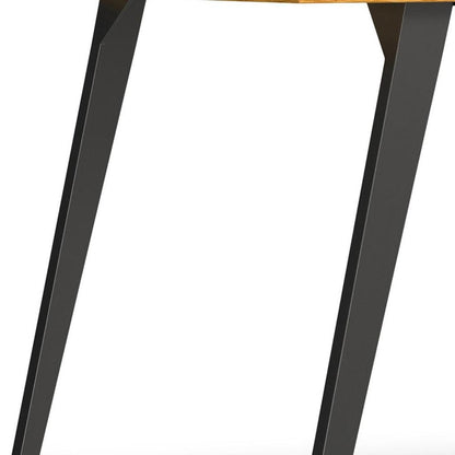 66" Oak And Graphite Wood And Iron Sled Base Dining Table HomeRoots