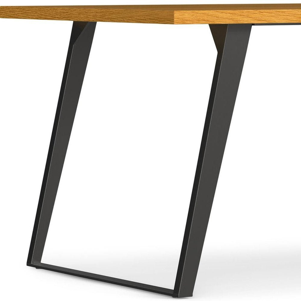 66" Oak And Graphite Wood And Iron Sled Base Dining Table — view 4