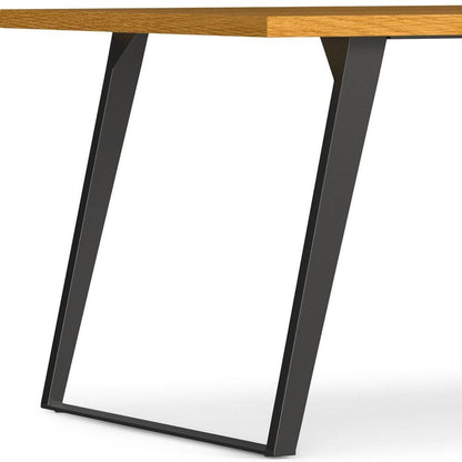 66" Oak And Graphite Wood And Iron Sled Base Dining Table HomeRoots