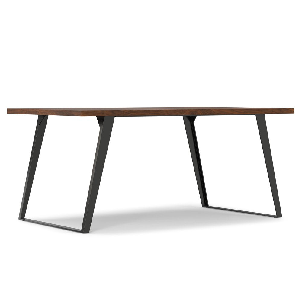 66" Oak And Graphite Wood And Iron Sled Base Dining Table HomeRoots