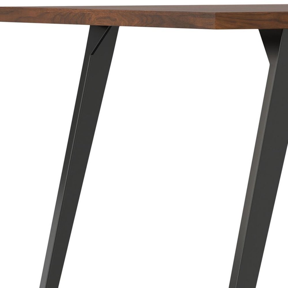 66" Oak And Graphite Wood And Iron Sled Base Dining Table HomeRoots